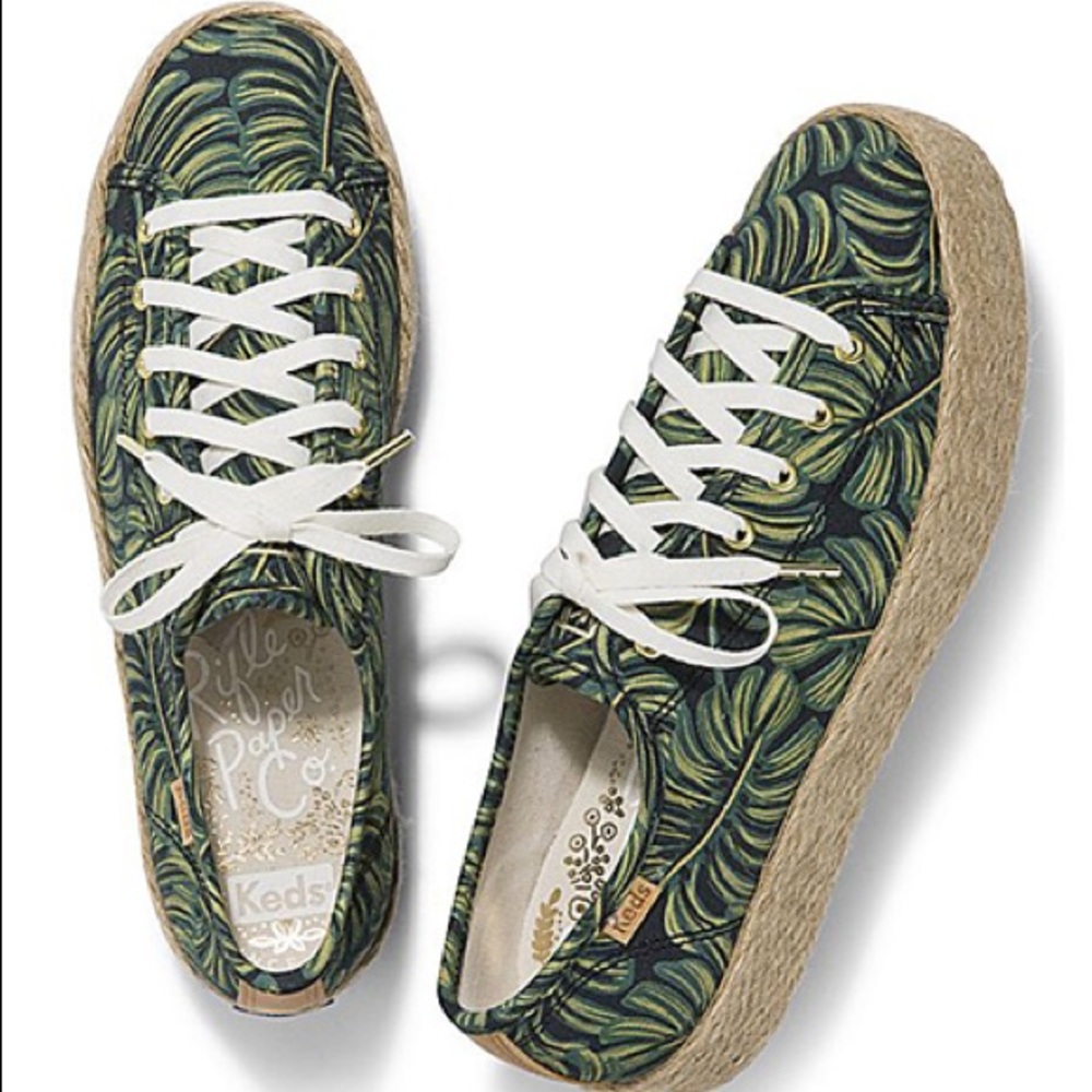 Keds X Rifle Paper Co. Women Triple Kick Rf Palms Blk Size 8M